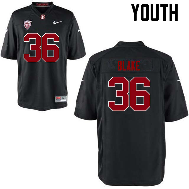 Youth Stanford Cardinal #36 Kelly Blake College Football Jerseys Sale-Black